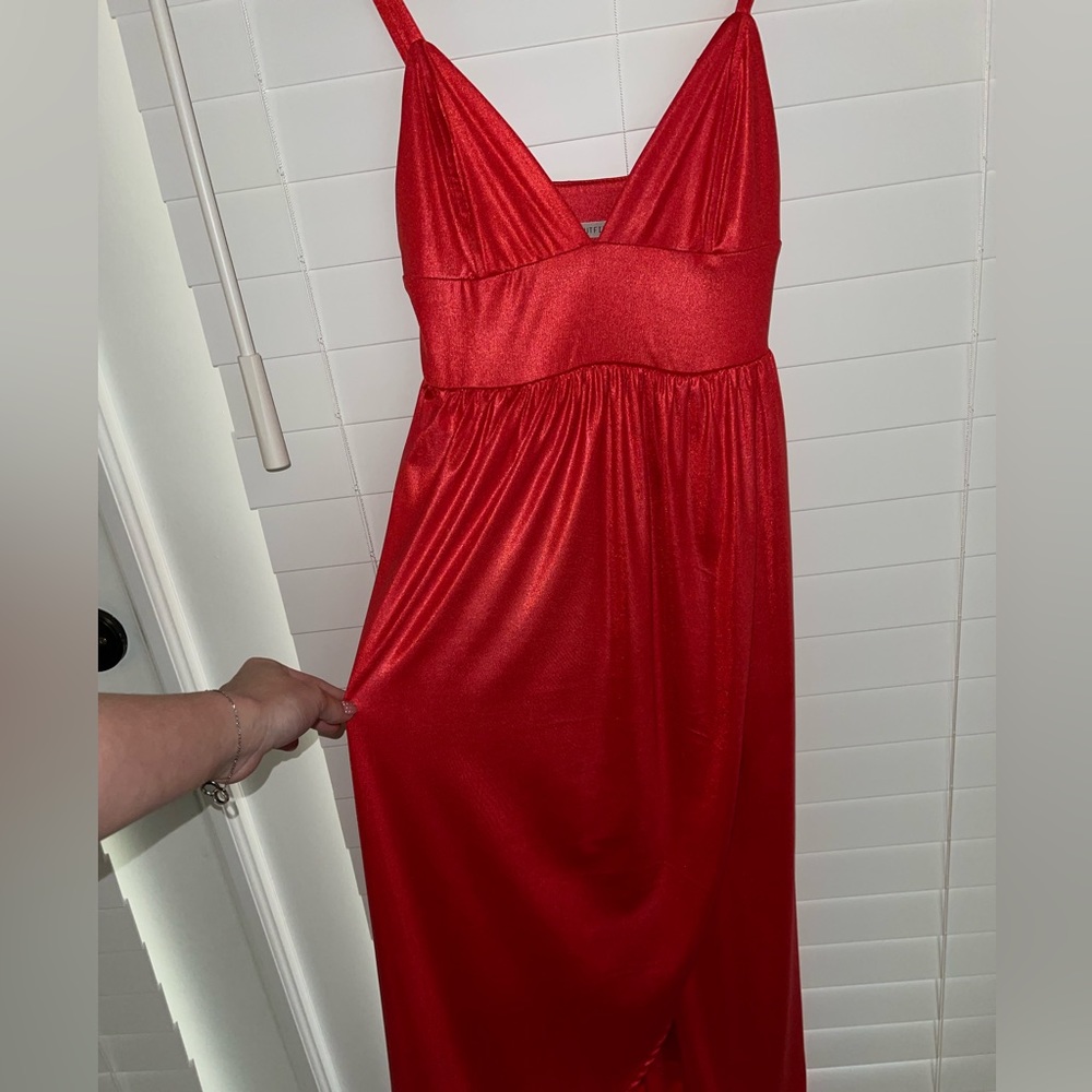 Shiny red dress